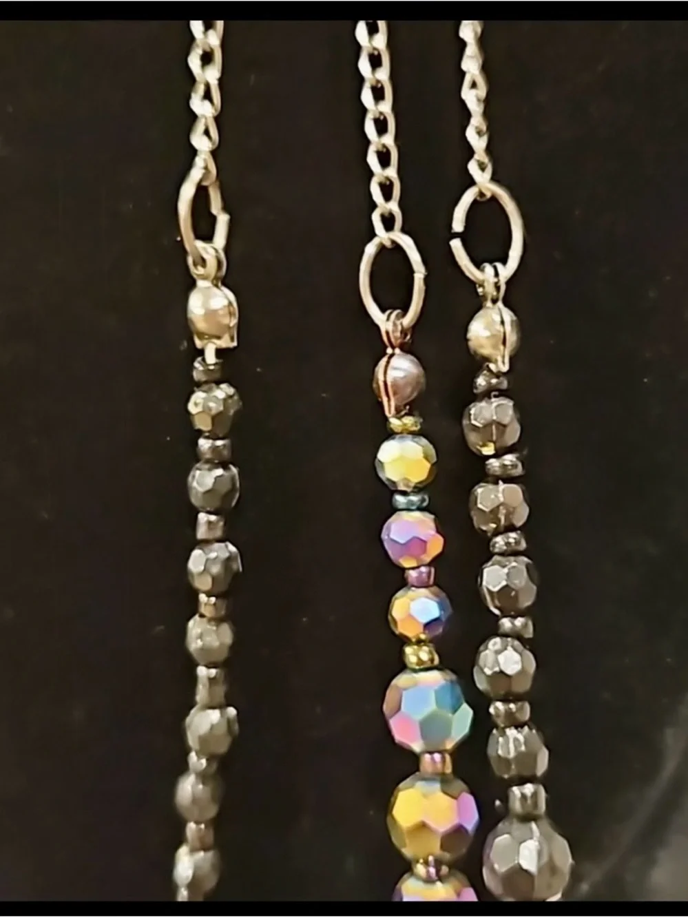 Aurora Borealis 3-strand faceted bead necklace Women’s costume jewelry